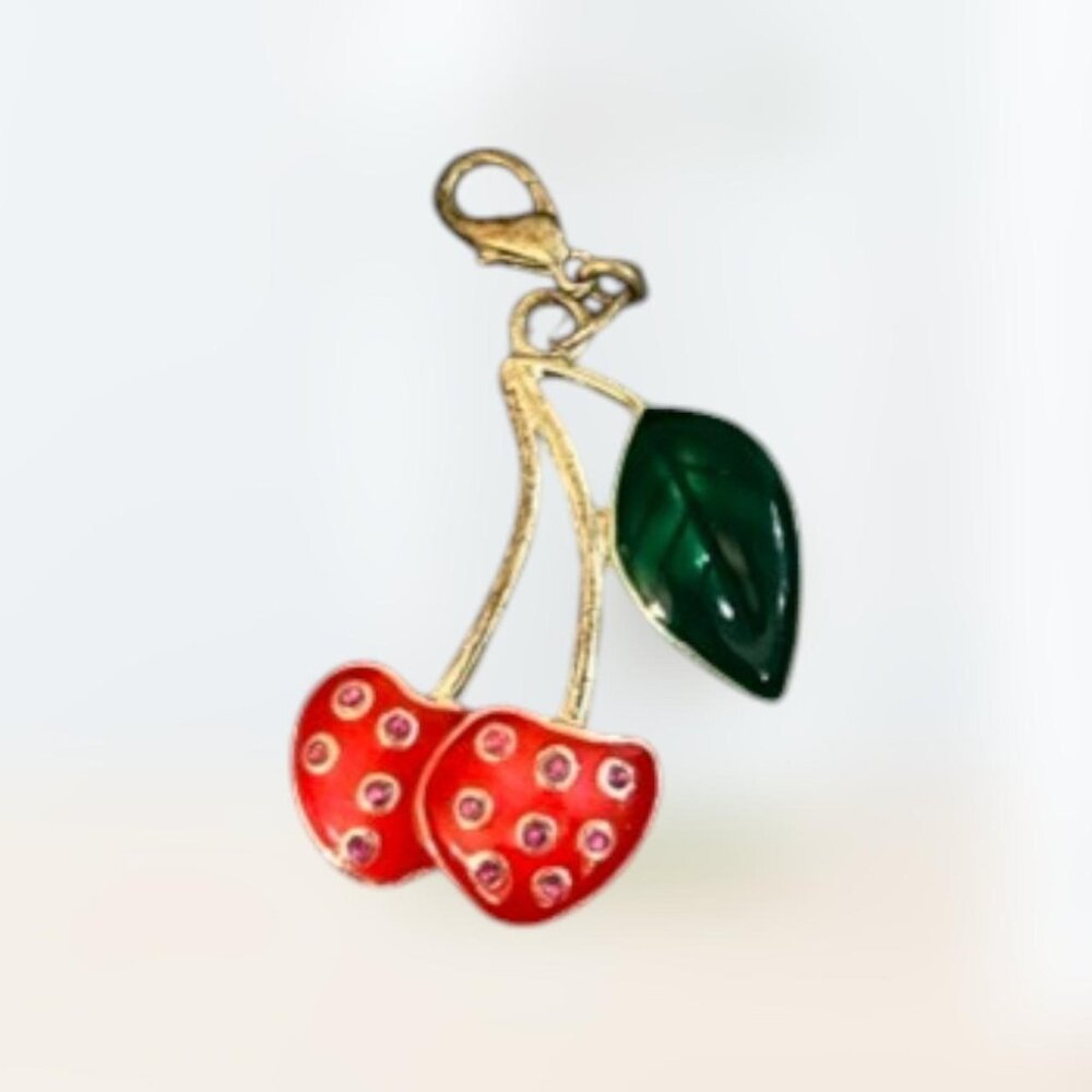 Y2k 2000s Bejeweled Cherry Pair keychain for purse, keyring, charm indie